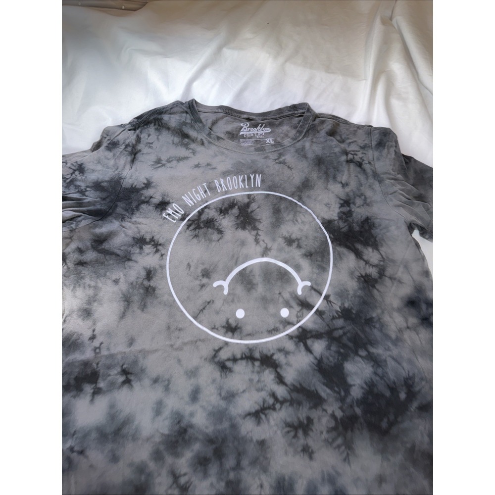 Brooklyn Cloth Cotton Tie Dye Emo Night Brooklyn Upside Down Smiley Face Grey XL